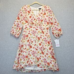 Maison Tara Floral High Low Dress - Pink and Orange